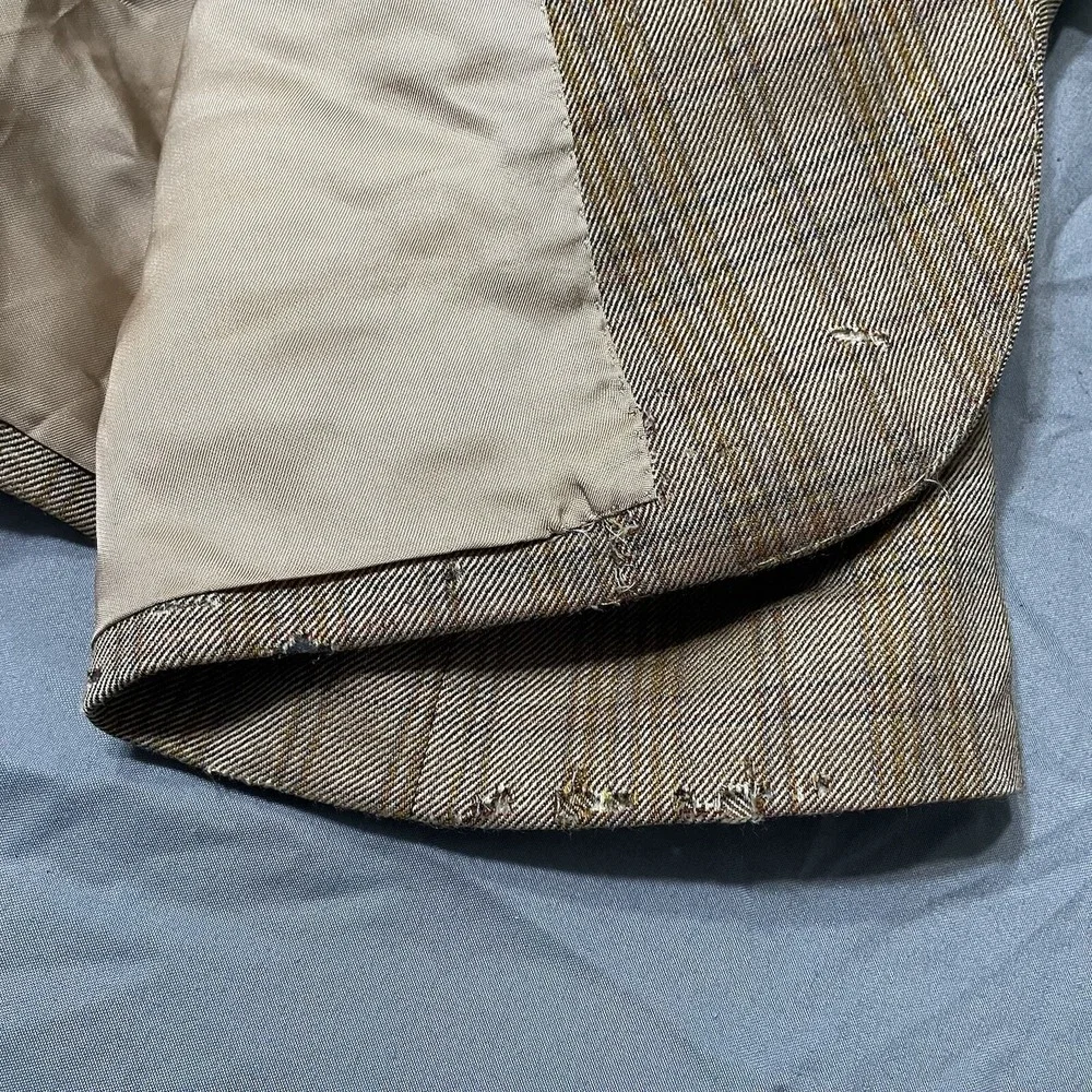 Isaia Napoli Jacket Mens 3Button SportCoat 140s Wool Brown Plaid 56IT US46 Flaws